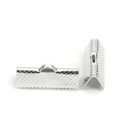 Crimp Ribbon End 15mm Rhodium Colour Crimp Ribbon End 15mm Rhodium Colour