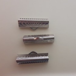 Crimp Ribbon End 20mm Rhodium  Crimp Ribbon End 20mm Rhodium