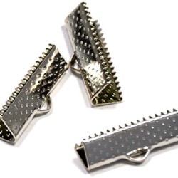 Crimp Ribbon End 20mm Rhodium Colour Crimp Ribbon End 20mm Rhodium Colour
