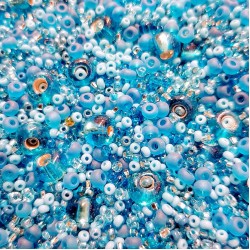 ROUND ROCAILLES Multi Size Mix Turquoise 50gr ROUND ROCAILLES Multi Size Mix Turquoise 50gr