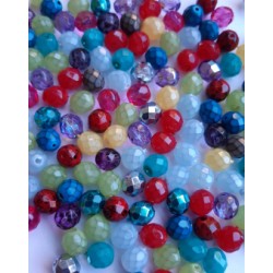 Facetted Fire Polished Round Beads 8 mm COLOUR MIX 50  pcs. Facetted Fire Polished Round Beads 8 mm COLOUR MIX 50  pcs.