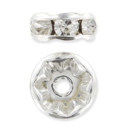 CRYSTAL RHINESTONES RONDELLE Silver Colour 8mm CRYSTAL RHINESTONES RONDELLE Silver Colour 8mm