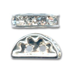 RHINESTONES RONDELLE 2 HOLE Silver Colour 12mm RHINESTONES RONDELLE 2 HOLE Silver Colour 12mm