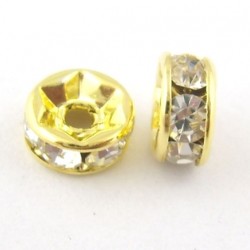 CRYSTAL RHINESTONES RONDELLE  Gold Colour 4mm CRYSTAL RHINESTONES RONDELLE  Gold Colour 4mm