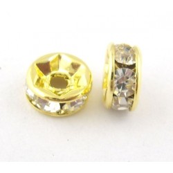 CRYSTAL RHINESTONES RONDELLE  Gold Colour 4mm CRYSTAL RHINESTONES RONDELLE  Gold Colour 4mm