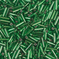 Bugles #2 - 6 x 1,7 mm  Silverlined Green 16 Bugles #2 - 6 x 1,7 mm  Silverlined Green 16