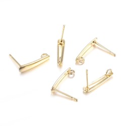 STAINLESS STEEL EARRING DAGGER WITH LOOP 15MM 2 pcs Gold Colour STAINLESS STEEL EARRING DAGGER WITH LOOP 15MM 2 pcs Gold Colour