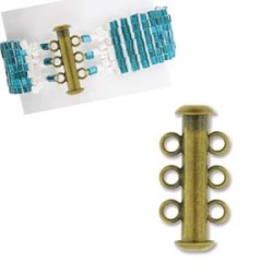 MAGNETIC CLASP 3-STRAND Brass Antique 20mm  MAGNETIC CLASP 3-STRAND Brass Antique 20mm