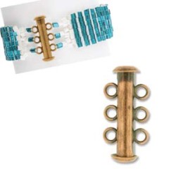 MAGNETIC CLASP 3-STRAND Copper Antique 20mm  MAGNETIC CLASP 3-STRAND Copper Antique 20mm