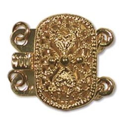 CLASP RECTANGULAR 9X14 mm 2 ROW GOLD PLATE CLASP RECTANGULAR 9X14 mm 2 ROW GOLD PLATE
