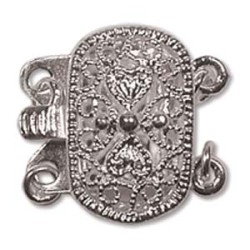 CLASP RECTANGULAR 9X14 mm 2 ROW SILVER PLATE CLASP RECTANGULAR 9X14 mm 2 ROW SILVER PLATE