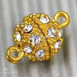 MAGNETIC CLASP ROUND With Crystals Gold Colour 12mm  MAGNETIC CLASP ROUND With Crystals Gold Colour 12mm
