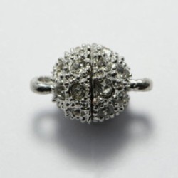 MAGNETIC CLASP ROUND With Crystals Rhodium Colour 10mm  MAGNETIC CLASP ROUND With Crystals Rhodium Colour 10mm