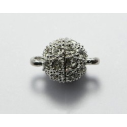 MAGNETIC CLASP ROUND With Crystals Rhodium Colour 10mm  MAGNETIC CLASP ROUND With Crystals Rhodium Colour 10mm