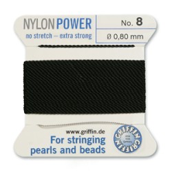 GRIFFIN NYLON BD CORD BLACK SIZE 8- 2M- 0.8 MM GRIFFIN NYLON BD CORD BLACK SIZE 8- 2M- 0.8 MM