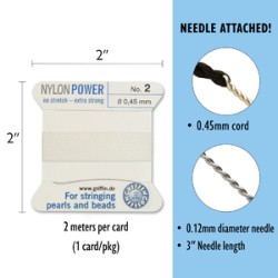 GRIFFIN NYLON BD CORD White SIZE 2- 2M- 0.45MM GRIFFIN NYLON BD CORD White SIZE 2- 2M- 0.45MM