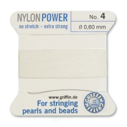 GRIFFIN NYLON BD CORD  WHITE SIZE 4- 2M- 0.6MM GRIFFIN NYLON BD CORD  WHITE SIZE 4- 2M- 0.6MM