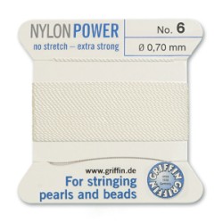 GRIFFIN NYLON BD CORD  WHITE SIZE 6- 2M- 0.7MM GRIFFIN NYLON BD CORD  WHITE SIZE 6- 2M- 0.7MM