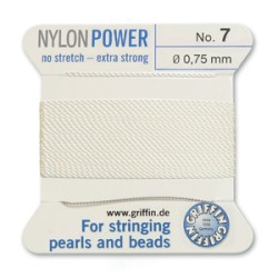 GRIFFIN NYLON BD CORD  WHITE SIZE 7- 2M- 0.75 MM GRIFFIN NYLON BD CORD  WHITE SIZE 7- 2M- 0.75 MM