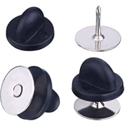 BADGE PIN Set  Rhodium Colour w. Black Silicone Back BADGE PIN Set  Rhodium Colour w. Black Silicone Back