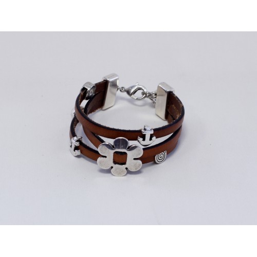 Flat Leather  5x1,5 mm Brown with black edge