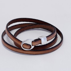 Flat Leather  5x1,5 mm Brown with black edge