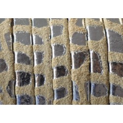 Flat Leather  5x1,5 mm Beige/silver Flat Leather  5x1,5 mm Beige/silver