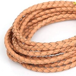 Leather cord Braided 4,0 mm Natural Leather cord Braided 4,0 mm Natural