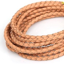 Leather cord Braided 4,0 mm Natural Leather cord Braided 4,0 mm Natural