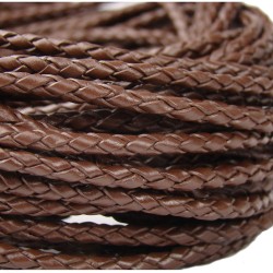 PU Leather cord Braided 3,0 mm brown PU Leather cord Braided 3,0 mm brown