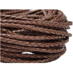 PU Leather cord Braided 3,0 mm brown PU Leather cord Braided 3,0 mm brown