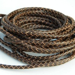 Leather cord Braided 4,0 mm Dark Brown Leather cord Braided 4,0 mm Dark Brown
