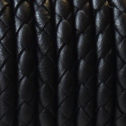 PU Leather cord Braided 3,0 mm black  PU Leather cord Braided 3,0 mm black