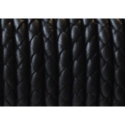 Плетена кръгла кожа 4,0mm черна Плетена кръгла кожа 4,0mm черна