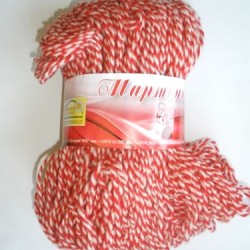 "Martenichki" yarn twisted white and red 100% acrylic - 150m / 100g "Martenichki" yarn twisted white and red 100% acrylic - 150m / 100g