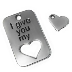 Tag Heart 30x19mm Antique Silver Tag Heart 30x19mm Antique Silver