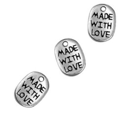 Logo "Made With Love" 8x11mm Antique Silver Logo "Made With Love" 8x11mm Antique Silver