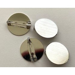 BROOCH PIN ROUND 20 mm- RHODIUM COLOUR BROOCH PIN ROUND 20 mm- RHODIUM COLOUR