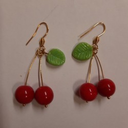Earrings Cherries Stainless Steel Gold Foiled Earrings Cherries Stainless Steel Gold Foiled