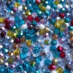Facetted Fire Polished Round Beads 6 mm COLOUR MIX 50  pcs. Facetted Fire Polished Round Beads 6 mm COLOUR MIX 50  pcs.